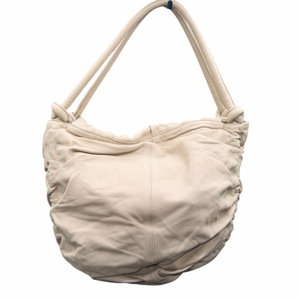 Zini Cream Beige Leather Hobo Shoulder Bag Slouchy Boho Morocco - Picture 2 of 11